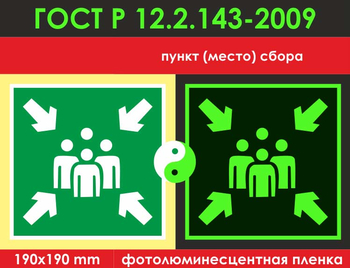 E21 пункт (место) сбора (фотолюминесцентная пленкаГОСТ 34428-2018, 200х200 мм) - Знаки безопасности - Фотолюминесцентные знаки - Магазин охраны труда ohranatruda-shop.ru