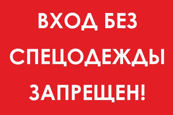 И39 вход без спецодежды запрещен! (пленка, 600х400 мм) - Знаки безопасности - Знаки и таблички для строительных площадок - Магазин охраны труда ohranatruda-shop.ru